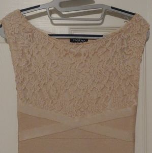 Cream Bebe Dress Nude Bodycon small/xs